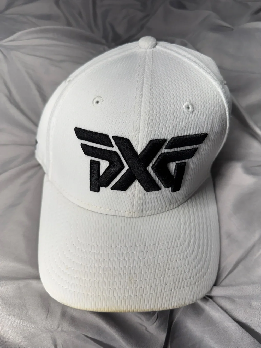 PXG White Cap with Black Raised Logo - S/M